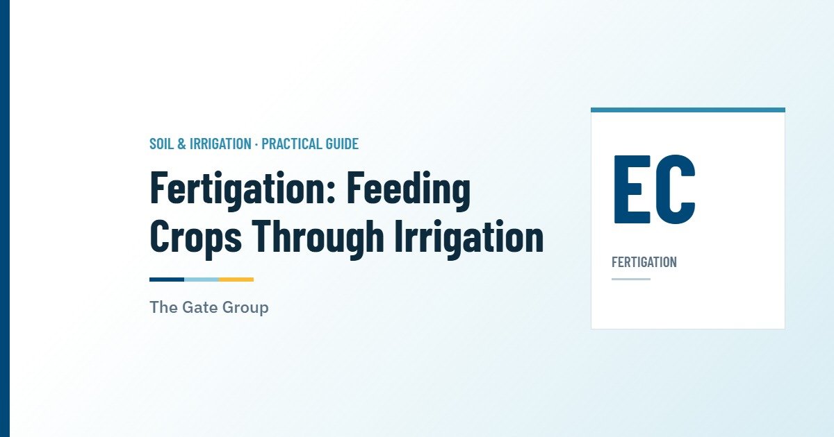 The Gate Group practical guide to fertigation through drip irrigation — cover graphic