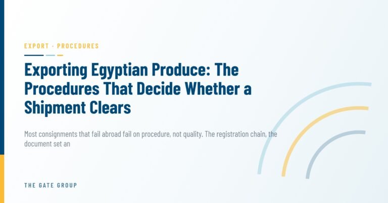 Exporting Egyptian Produce: The Procedures That Decide Whether a Shipment Clears — The Gate Group