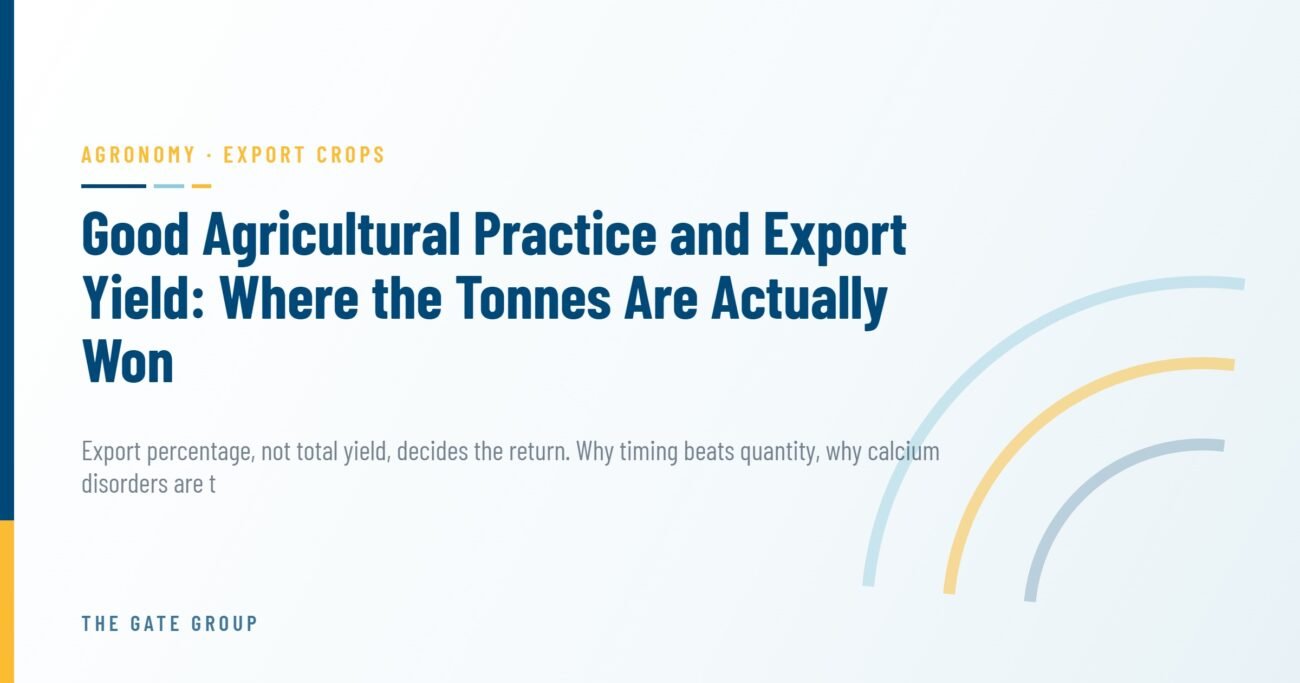 Good Agricultural Practice and Export Yield: Where the Tonnes Are Actually Won — The Gate Group