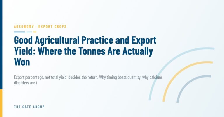 Good Agricultural Practice and Export Yield: Where the Tonnes Are Actually Won — The Gate Group