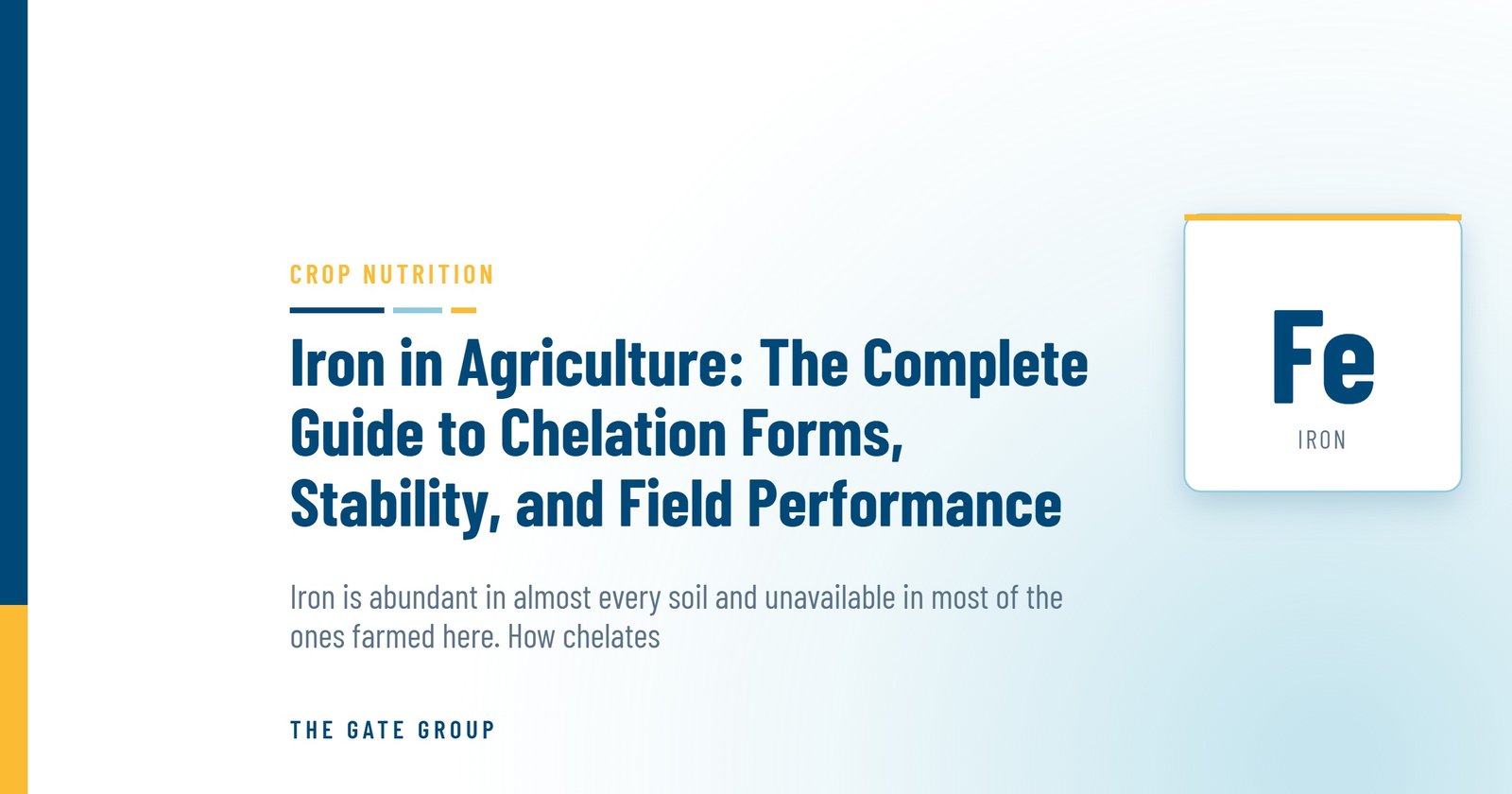Iron in Agriculture: The Complete Guide to Chelation Forms, Stability, and Field Performance — The Gate Group