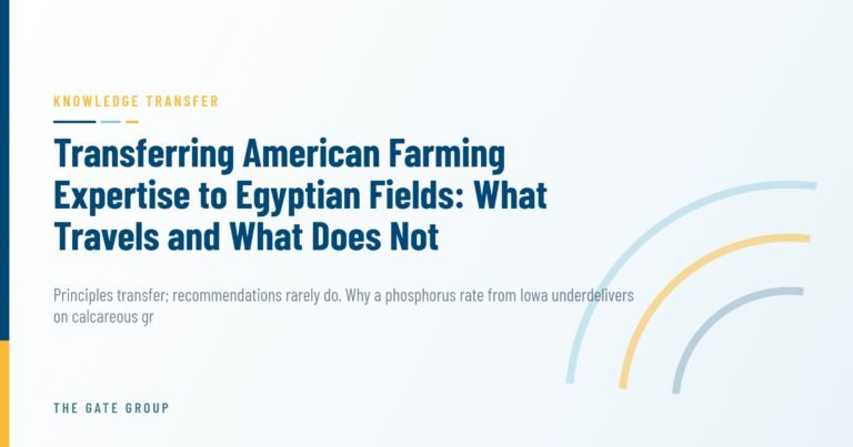 Transferring American Farming Expertise to Egyptian Fields: What Travels and What Does Not — The Gate Group