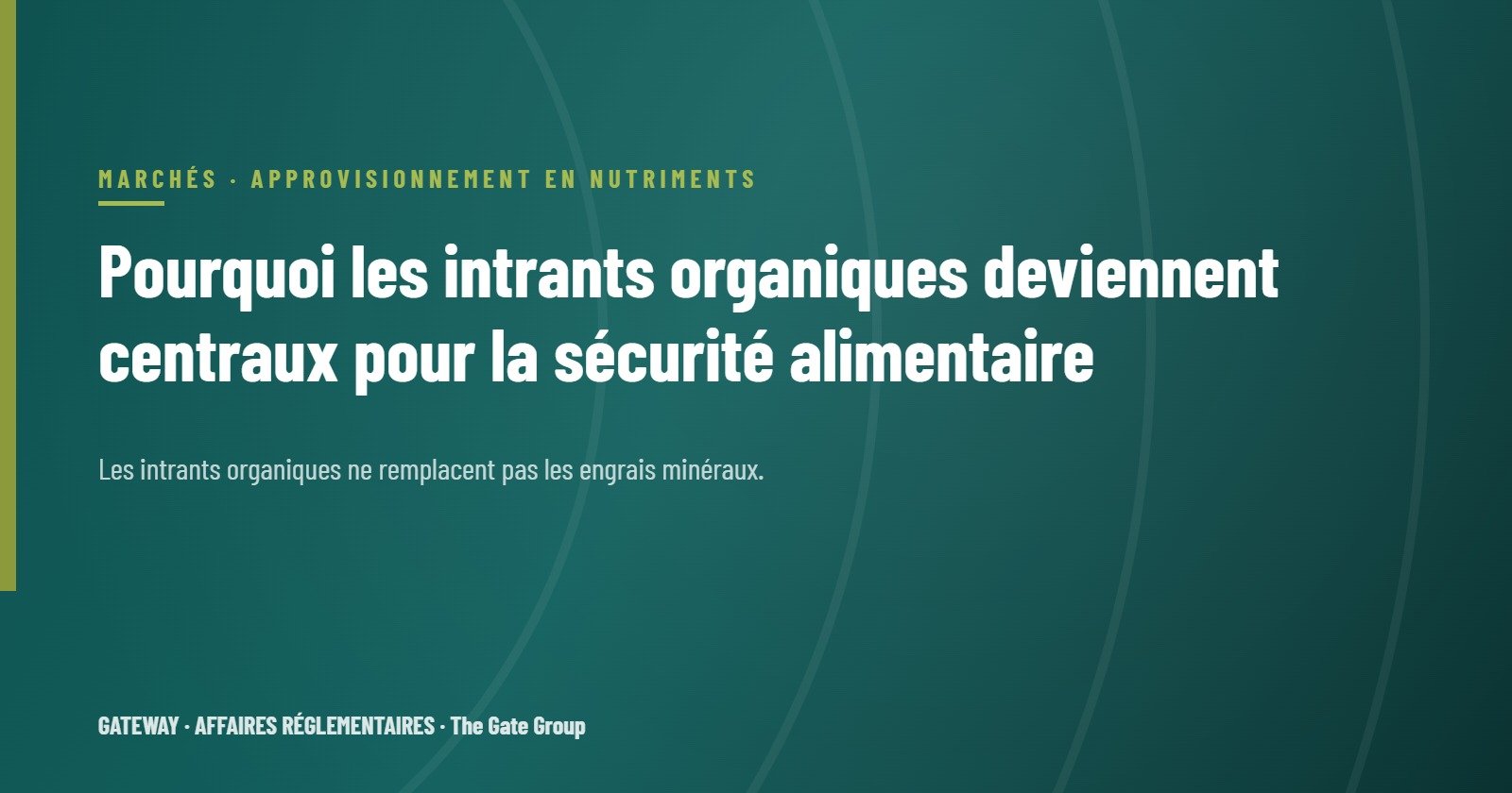Pourquoi les intrants organiques deviennent centraux pour la sécurité alimentaire