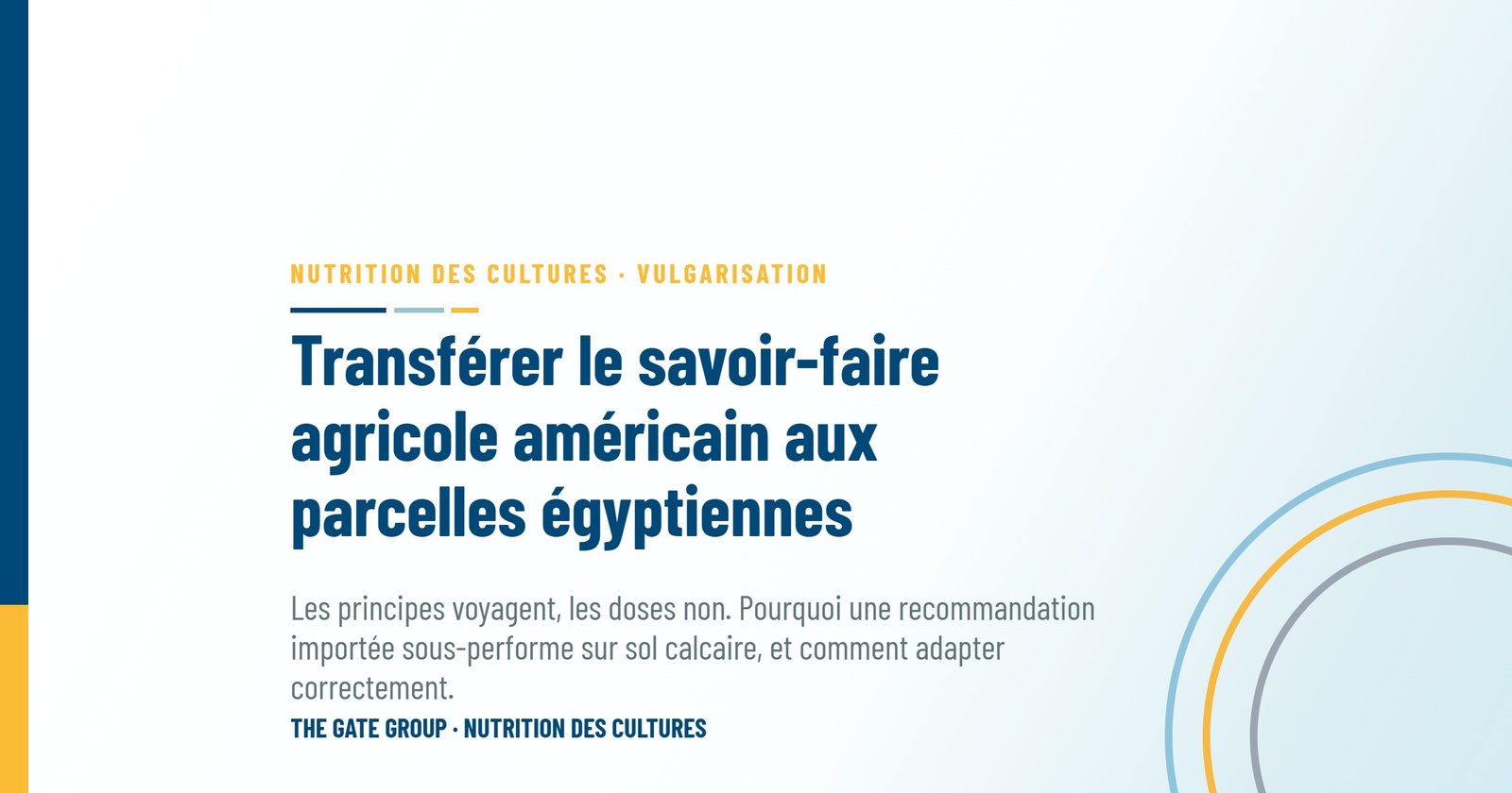 Transférer le savoir-faire agricole américain aux parcelles égyptiennes : ce qui voyage et ce qui ne voyage pas